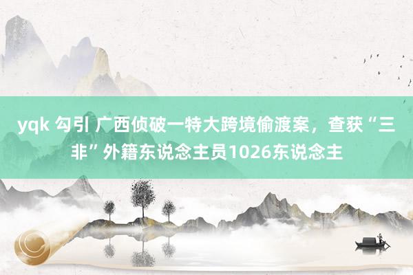 yqk 勾引 广西侦破一特大跨境偷渡案，查获“三非”外籍东说念主员1026东说念主