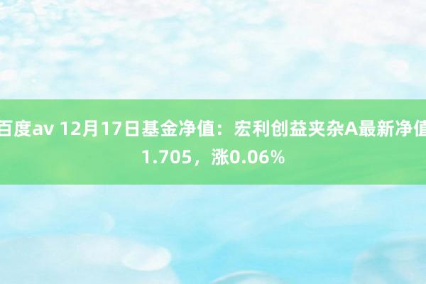 百度av 12月17日基金净值：宏利创益夹杂A最新净值1.705，涨0.06%