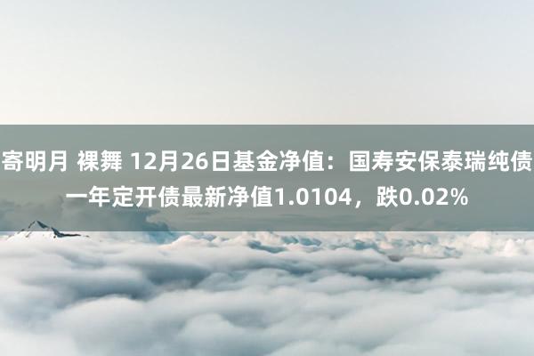 寄明月 裸舞 12月26日基金净值：国寿安保泰瑞纯债一年定开债最新净值1.0104，跌0.02%