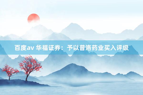 百度av 华福证券：予以普洛药业买入评级
