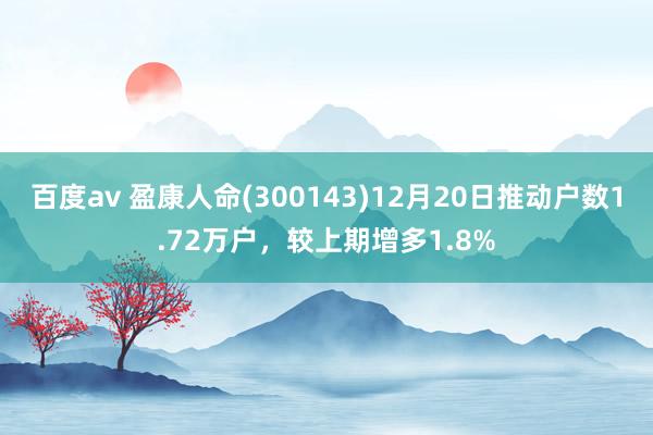 百度av 盈康人命(300143)12月20日推动户数1.72万户，较上期增多1.8%
