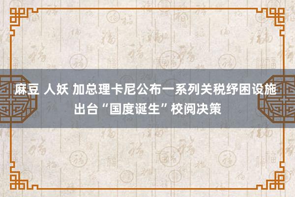 麻豆 人妖 加总理卡尼公布一系列关税纾困设施 出台“国度诞生”校阅决策